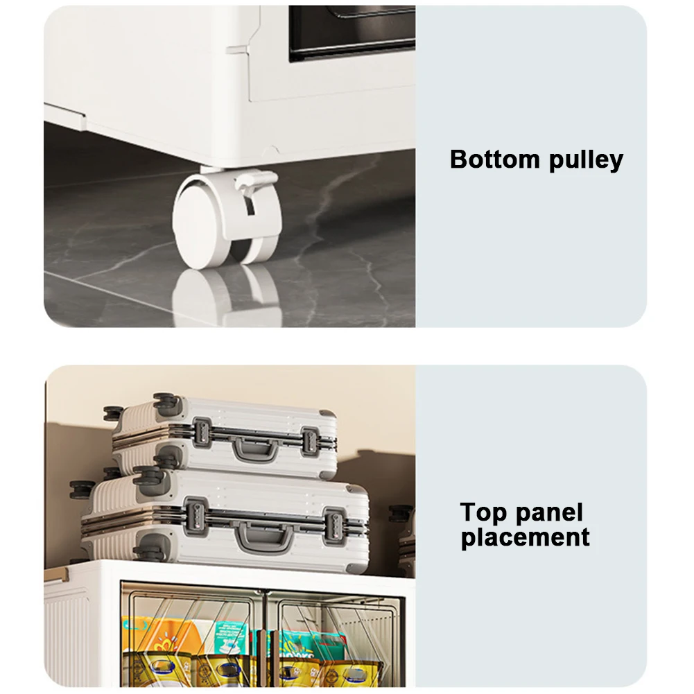 4-Tier Plastic Storage Cabinet – Foldable with Wheels - Image 6