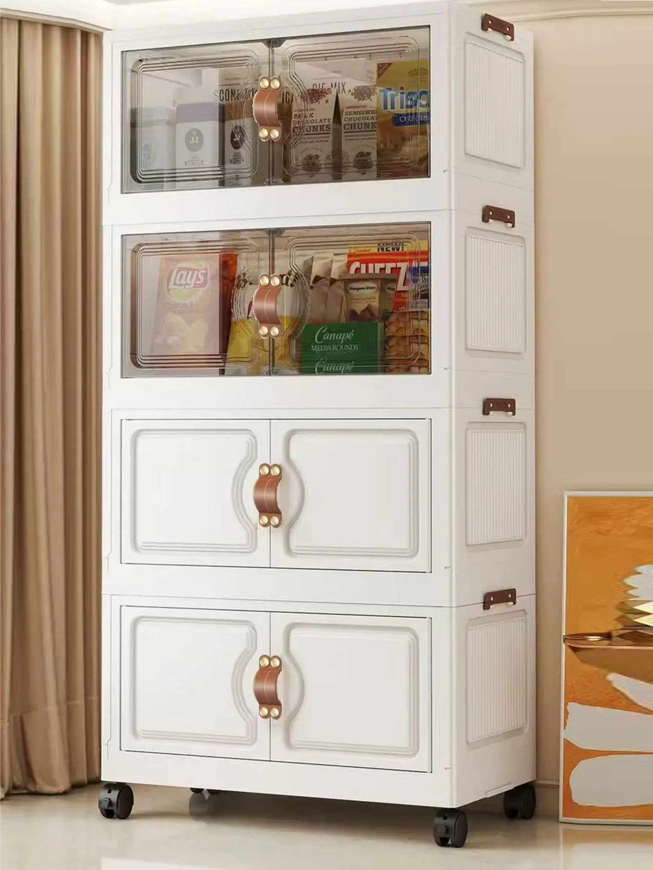 Foldable Wall Storage Cabinet, White/Gray - Image 2