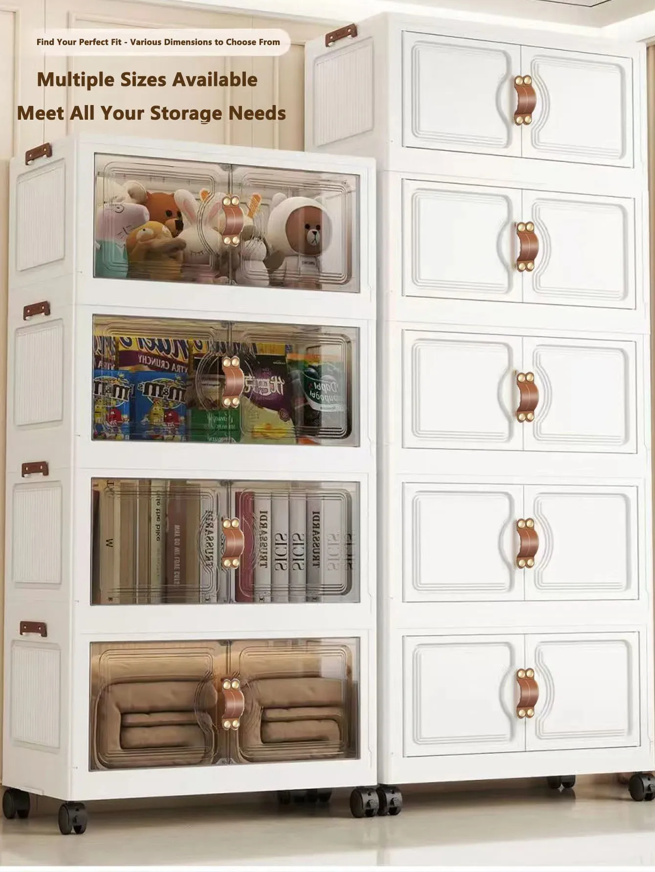 Foldable Wall Storage Cabinet, White/Gray - Image 4