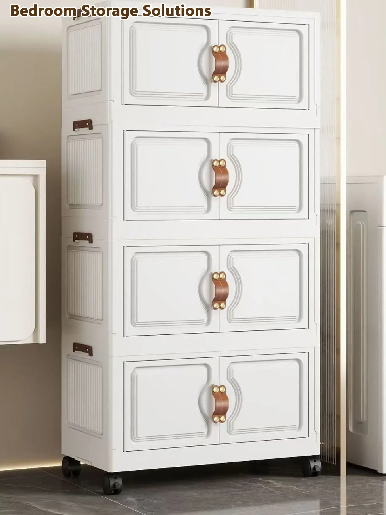 Foldable Wall Storage Cabinet, White/Gray - Image 5