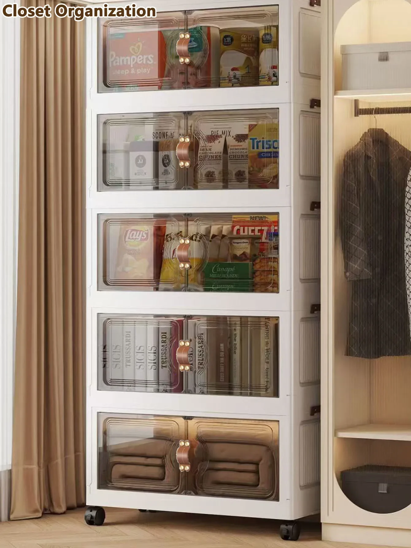 Foldable Wall Storage Cabinet, White/Gray - Image 6