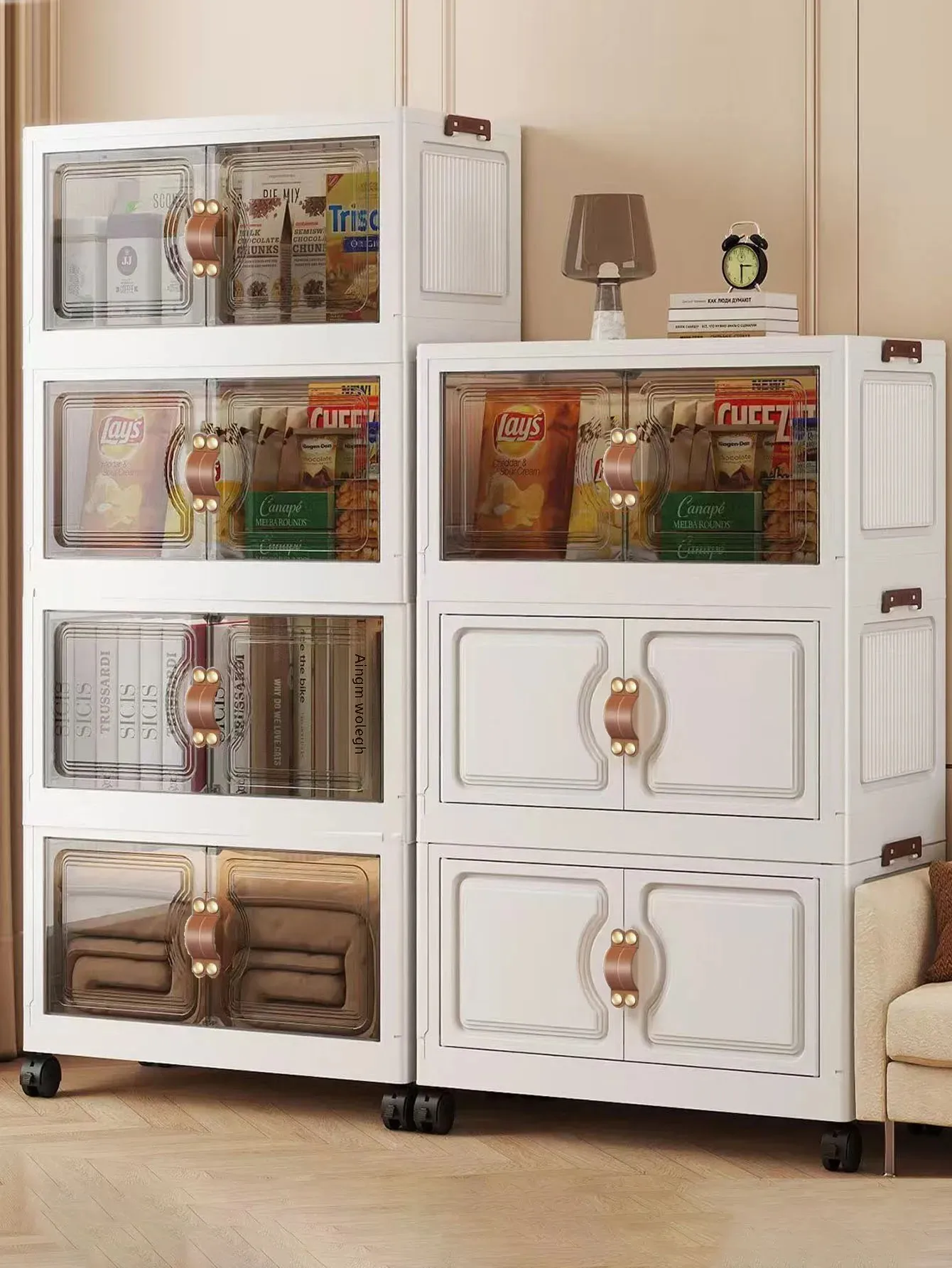 Foldable Wall Storage Cabinet, White/Gray