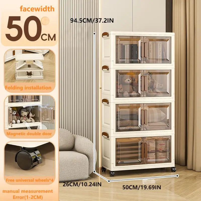 Folding Storage Wardrobe – Magnetic Door, Wheels, Stackable - Image 3